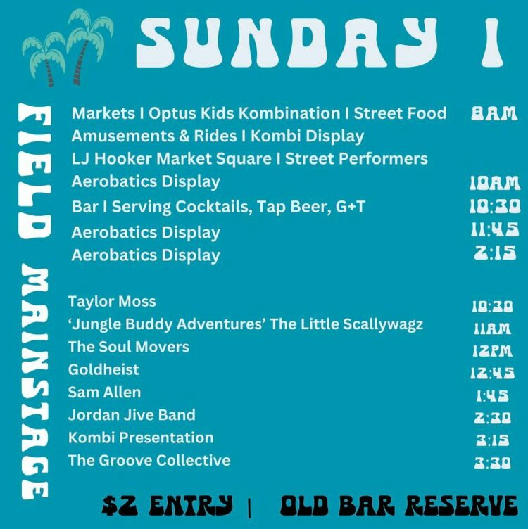 Sunday program Old Bar Beach Festival