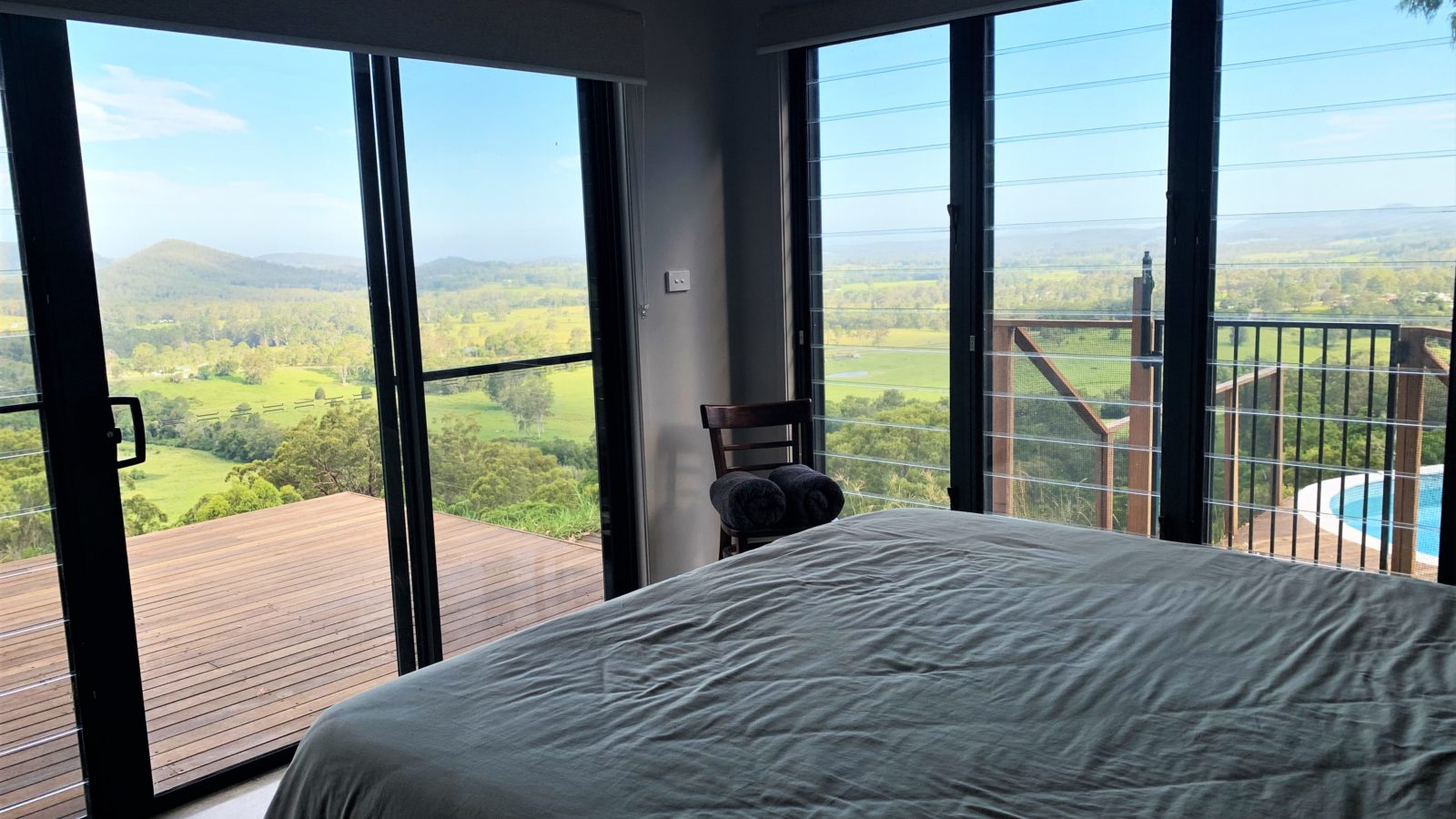 Dungannon Eco Retreat bedroom with views