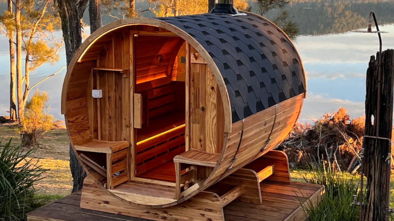 The Moorings Lakehouse barrel sauna