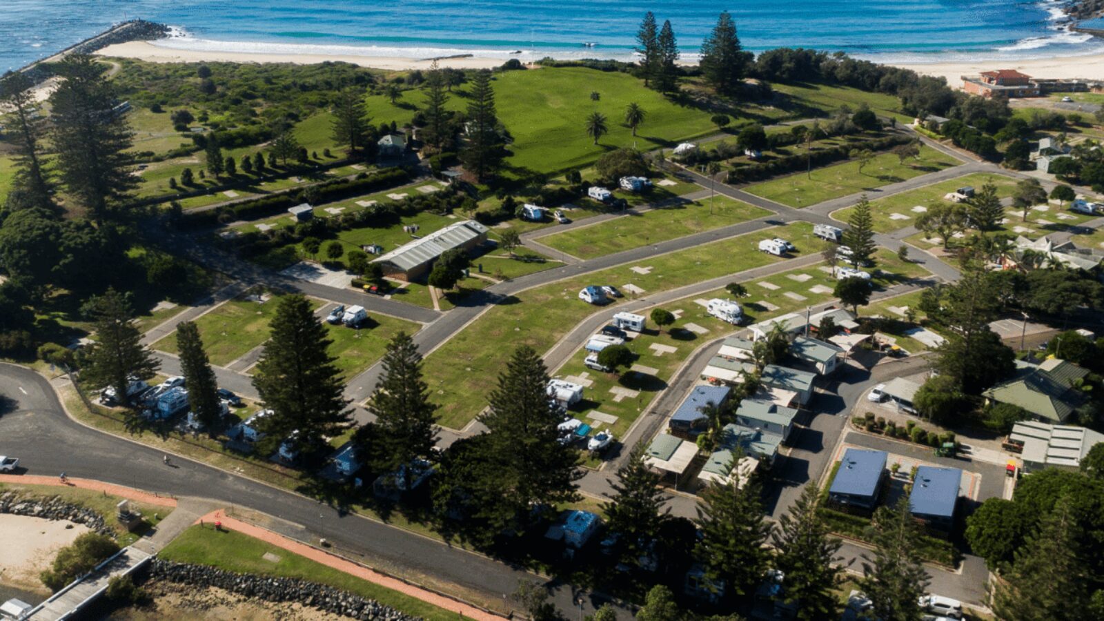 Reflections Holiday Parks Forster Beach aerial