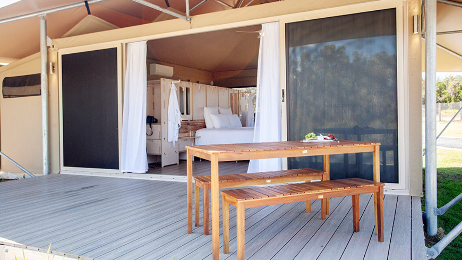Crowdy Bay Eco Resort glamping tent deck