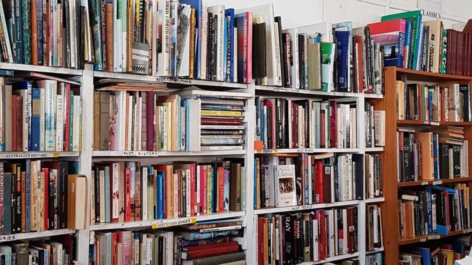 Gloucester Charities Book Sale interior shelves