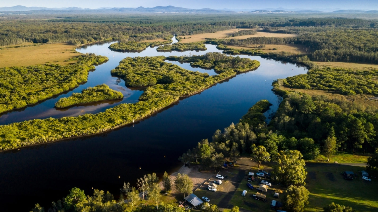 Myall River Camp aerial looking north