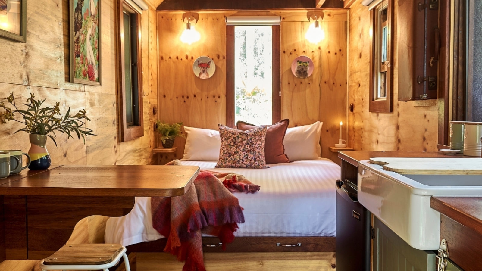 Myall River Camp tiny house interior bedroom space