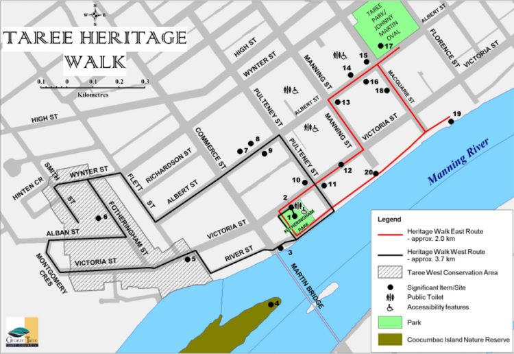 Taree Heritage Walk map.