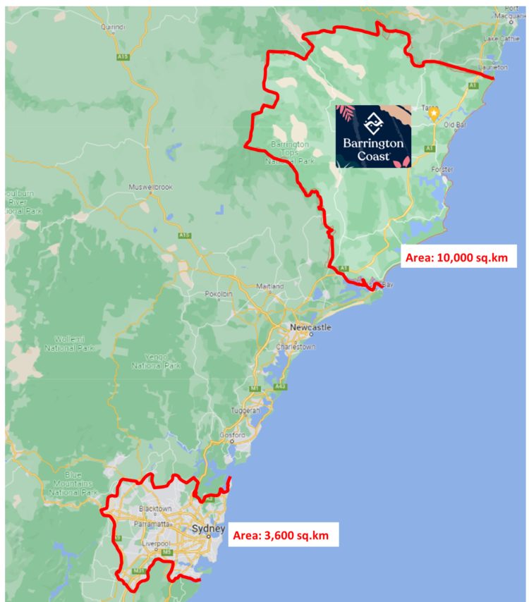 The Barrington Coast compared to metropolitan Sydney