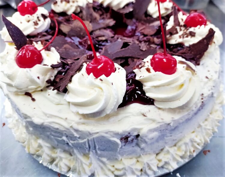 Homemade black forest cake at Riddles Brush Chocolates & Treats.
