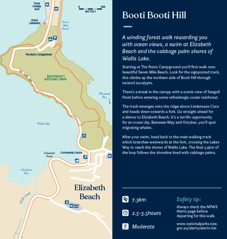 Booti Booti Hill walks map