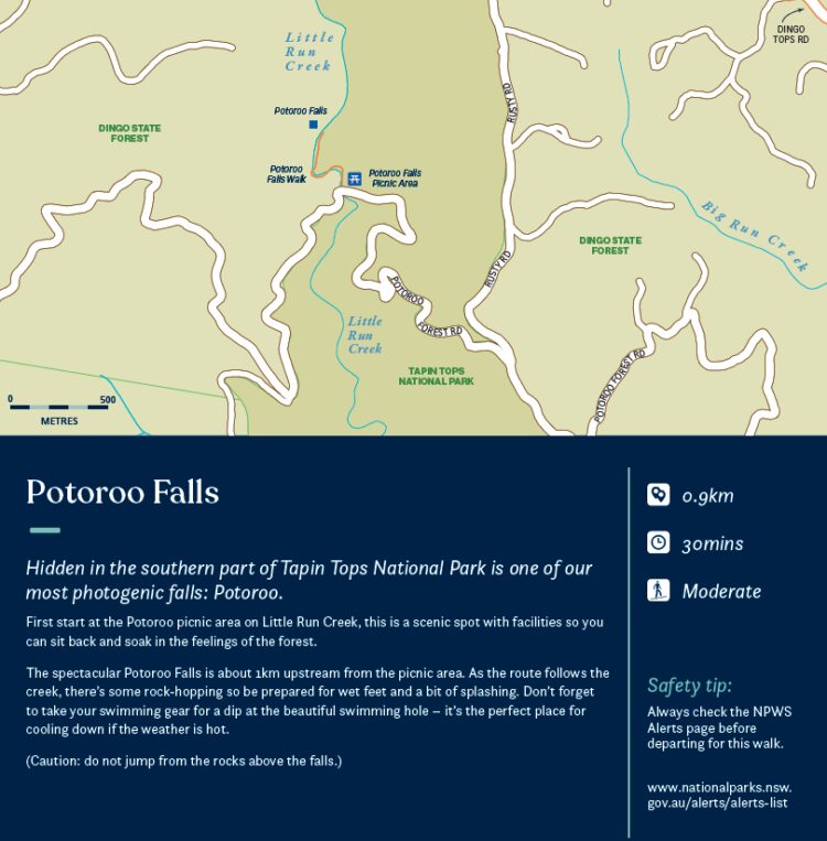 Potoroo Falls walk map