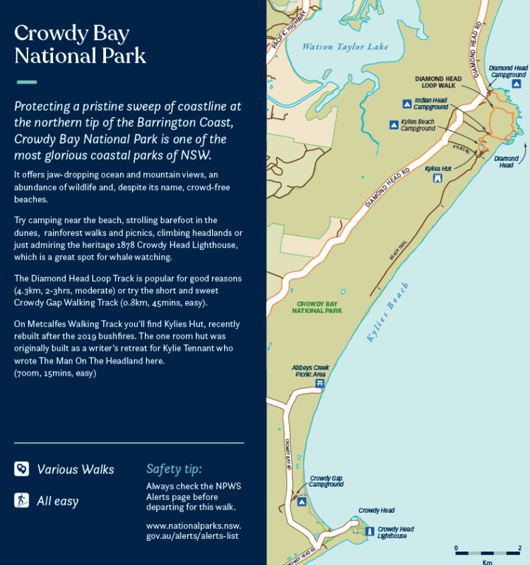 Crowdy Bay walks map