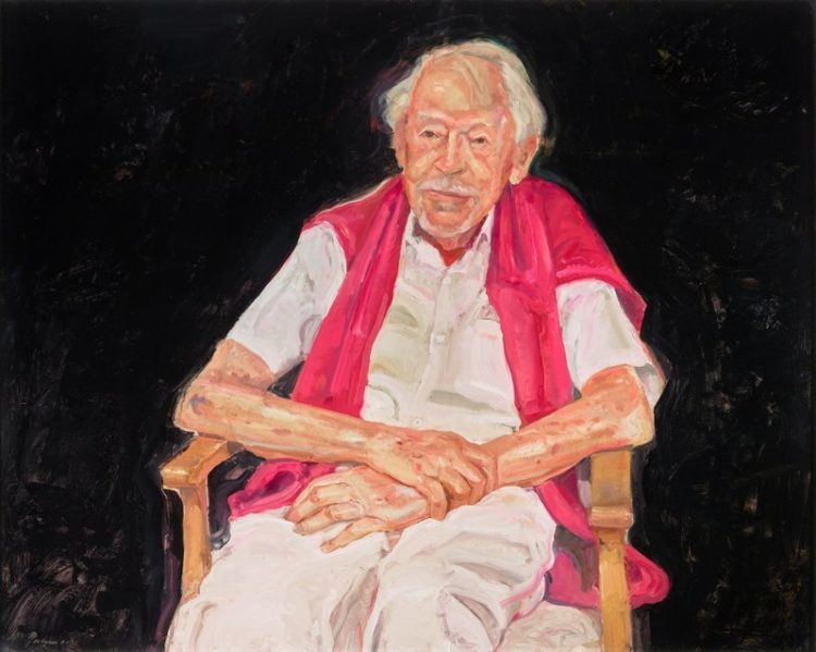 Winner Archibald Prize 2021: Peter Wegner for 'Portrait of Guy Warren at 100'. (Oil on canvas, 120.5 x 151.5cm ©the artist; Photo: AGNSW, Jenni Carter; Sitter: Guy Warren)