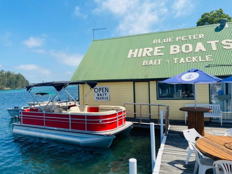 Barbecue boat hire from Blue Peter Boatshed on Wallis Lake at Forster.