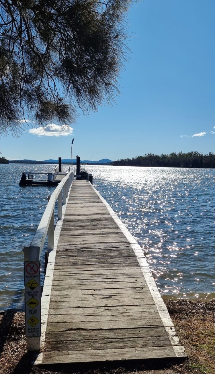Coomba Park jetty at the Foreshore Reserve on Wallis Lake.