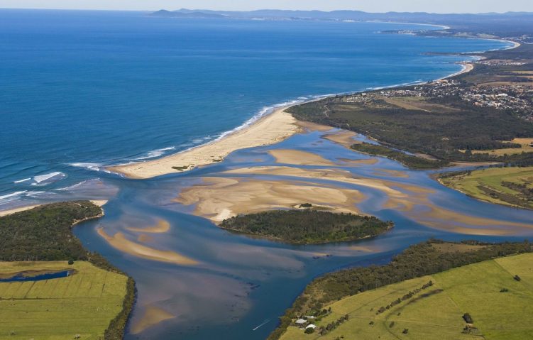 The southern mouth of the Manning River at Farquhar Inlet near Old Bar.