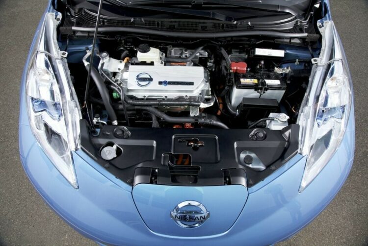 Nissan Leaf EV engine bay.