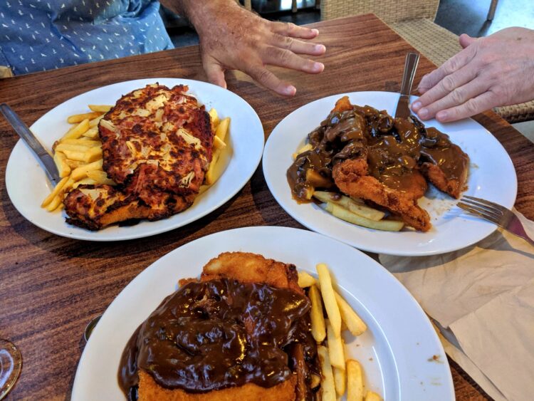 You won't go home hungry after Schnitty Night at Hallidays Point Tavern.